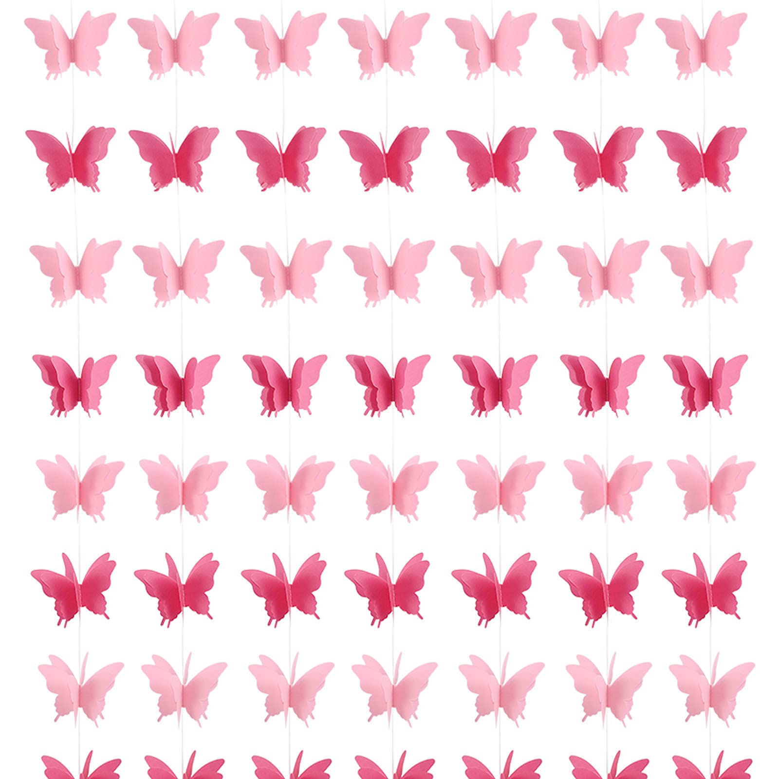 7pcs Guirnalda Papel Decorativa Mariposas Rosa 3D Colgante Pancarta Romántica Banderín Decoración Adorno para Boda Fiestas de Cumpleaños Hogar Bautizo Navidad