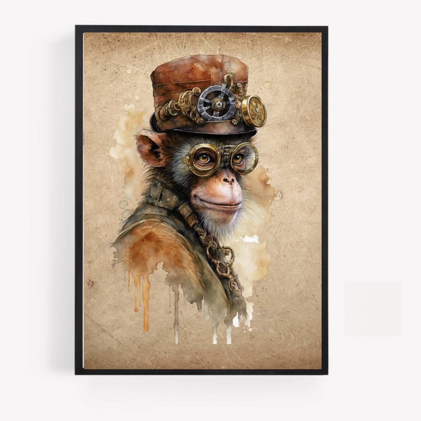 Gfc Steam Punk Steampunk Monkey Print Picture Poster Hipster Dapper Vinatge Style A4 Unframed Wall Art Home Decor Decorating Gift