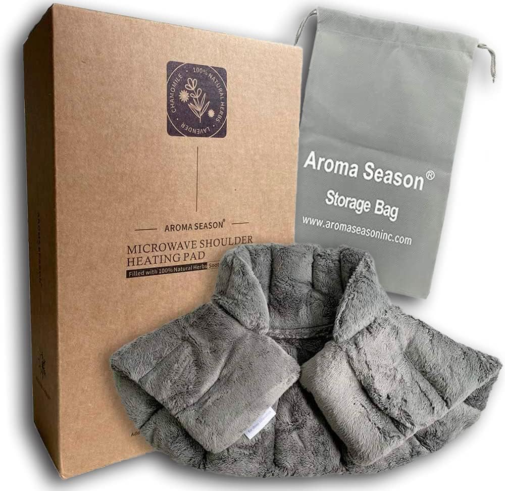 Aroma Season Coussin chauffant pour le cou et les épaules à micro-ondes Soulagement de la douleur et arthrite (Gris)