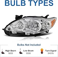 Vista 7 de Conjunto de faros delanteros compatible con Toyota Corolla 2011-2013 2011 2012 2013 izquierdo y derecho (carcasa cromada ámbar reflector)
