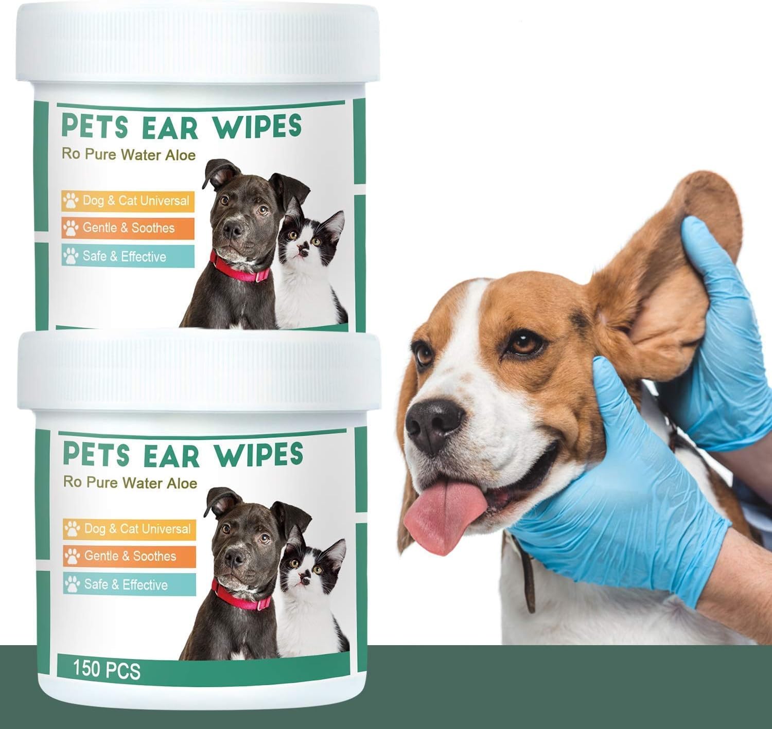 QUTOP 300 Pcs Dog Wipes - Ear Cleaner Wipes to Stop Ear Itching and Helps Alleviate Ear Infections