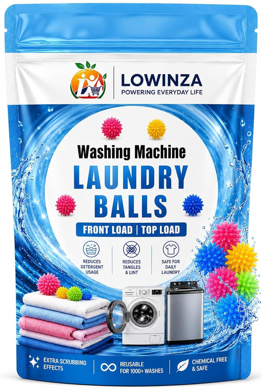 Washing Machine Cleaner Balls, Reusable Tangle Free Clothes Cleaning Ball, Scrubbing Laundry Balls, Washing Balls Enhance Cleaning Power, Unique Size & Shape For Better Clean Pack Of 10-image-34