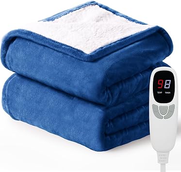 Heated Throw Blanket Electric Blanket 50x60 Heating Blanket with 9 Heating Levels 10 Timer Modes Auto-Off Fast Heating Overheat Protection ETL Certified Machine Washable Gift