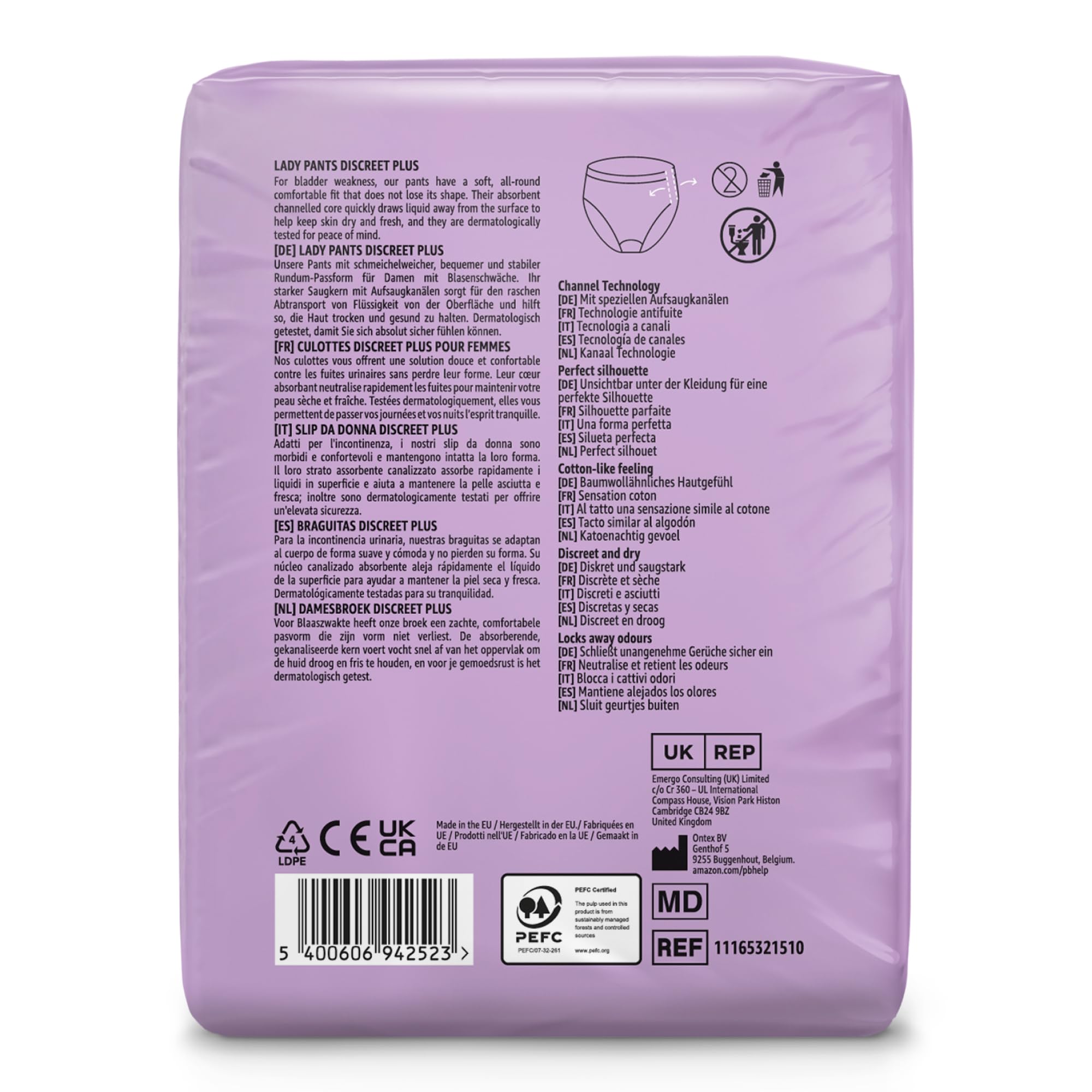 by Amazon Lady Pants Plus Large – 40 Pants (4 Packungen à 10 Stück), Schwarz