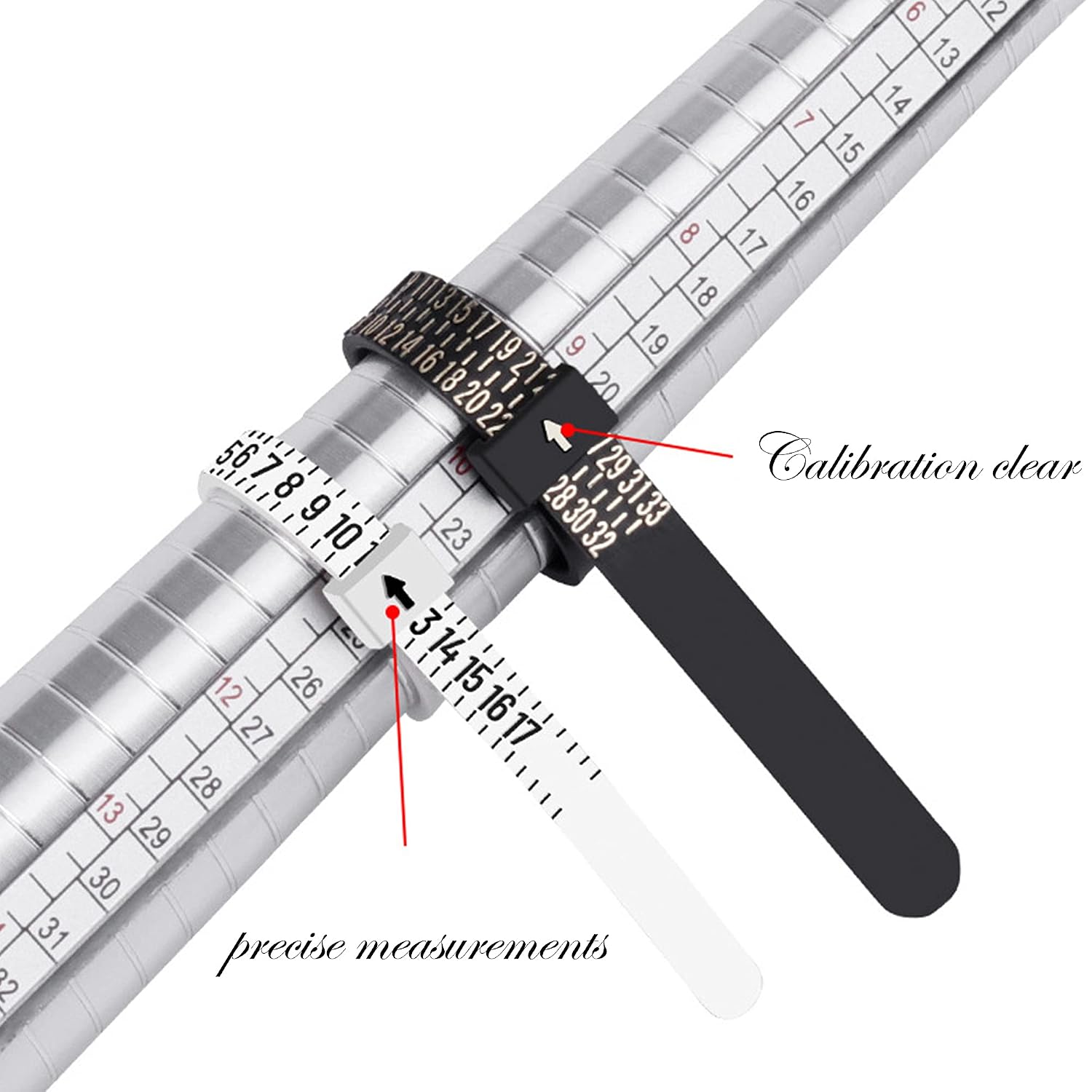 2 PCS 1-17 USA Plastic Ring Sizer Measuring Set Gauge Measure Tool Finger Measurer Jewelry Sizing Tools Reusable Finger Ring Sizer for Women/Men and Kids