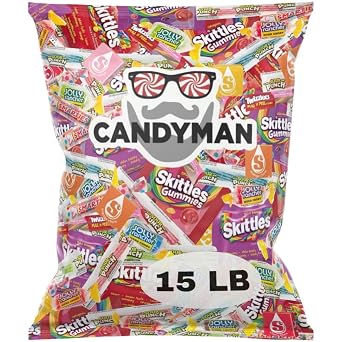 CANDYMAN Candy Variety Pack 2lbs, Gummy Sour Hard Candy Assortment Bulk Individually Wrapped, Pinata Stuffers Party Favors, July 4th