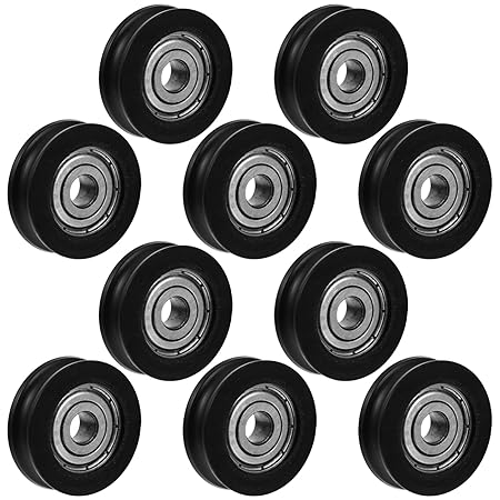 TEHAUX 10pcs Deep U Groove Bearing Bearing Roller Wheel Nylon Coated U- Groove Guide Pulley Hardware for Cabinet Window Mechanical Equipment Black 6X27X8
