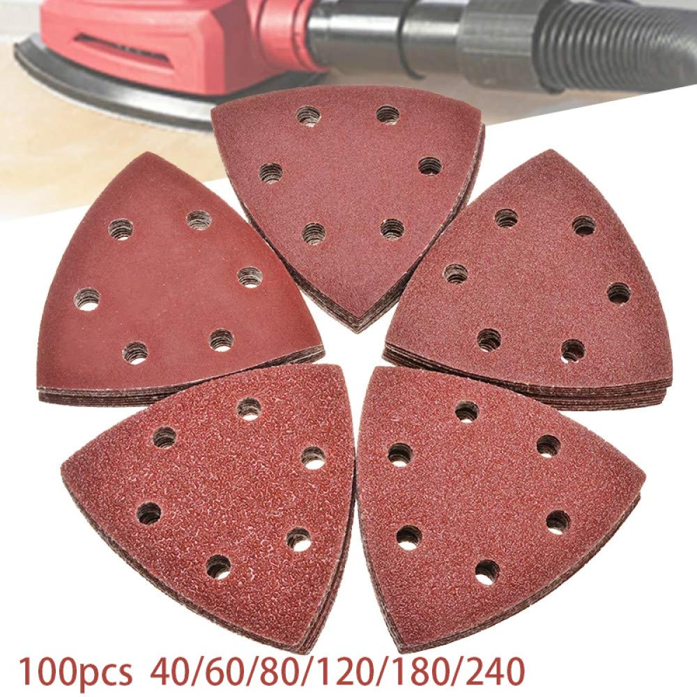Disco de lijado triangular de 100 Uds, 90mm, lijadora Delta, gancho, papel de lija, herramientas abrasivas para lijar, grano 40-2000,120