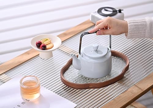 Miniatura 2 de Amoysanli Tetera de cerámica antigua con infusor, 400ml (1-2 tazas) Tetera de porcelana pequeña para té de hojas sueltas, con colador de acero