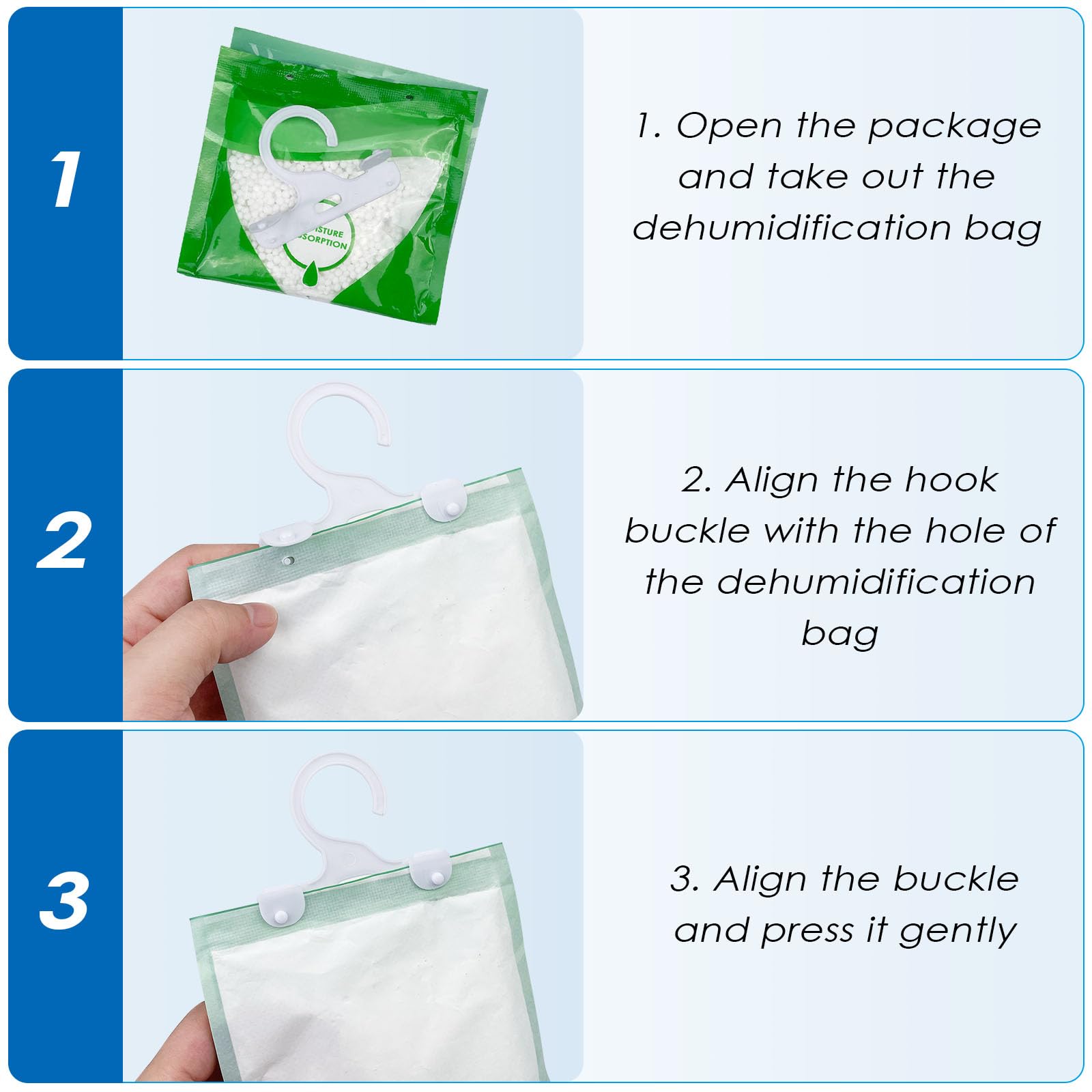 Sacs Déshumidificateurs 10x100g - Absorbeur D'humidité Pour Armoire, Placard, Salle De Bain, Cave - Élimine Moisi Et Odeurs