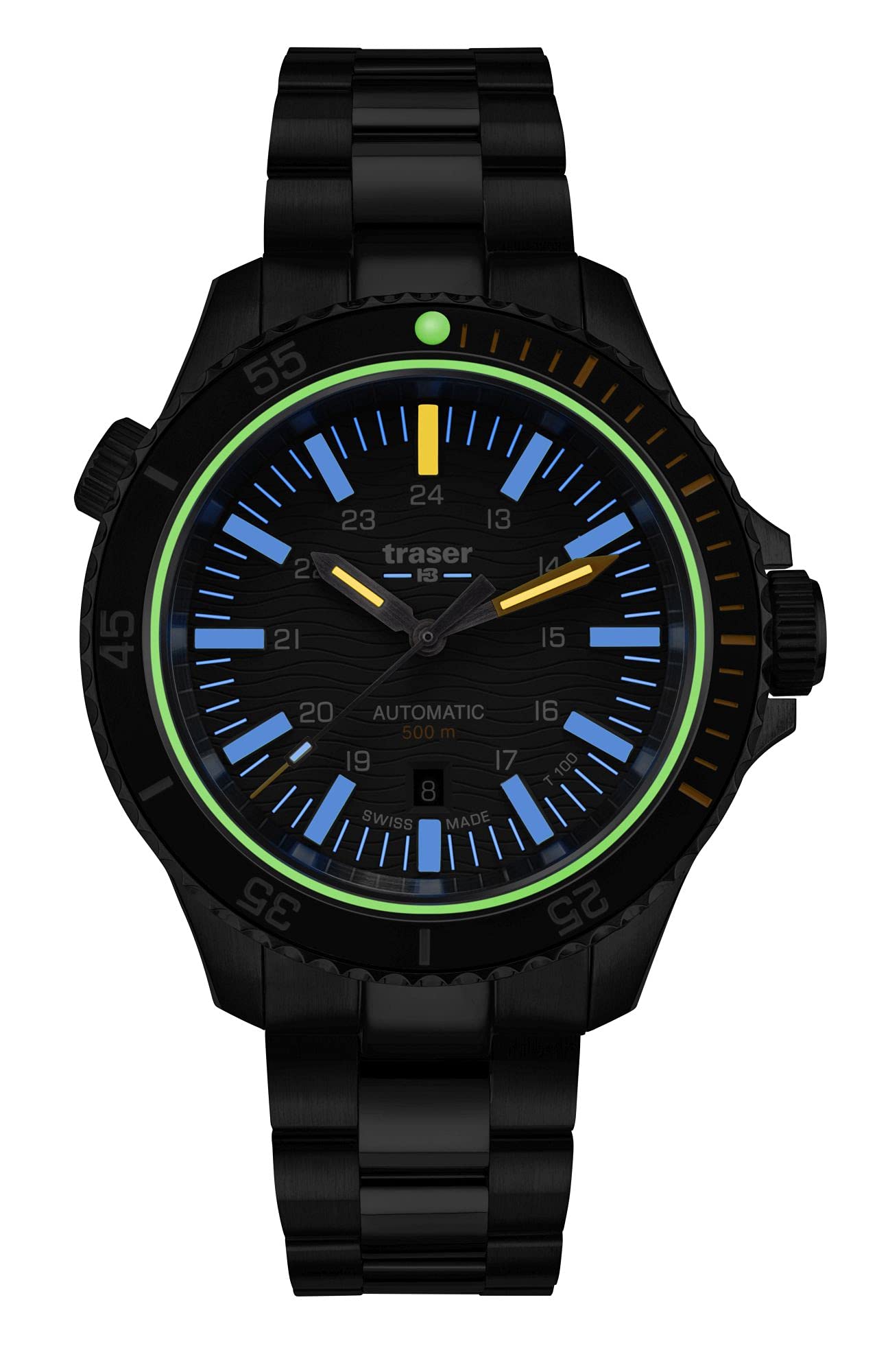Traser H3 P67 Taucheruhr Automatik 500m, Zifferblatt: grau / T100 / Set mit Spezialbox, Wechselarmband und Verlängerung, Armband