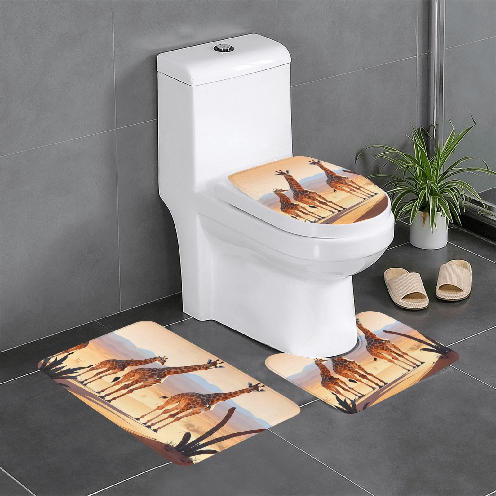 Tapis de bain motif girafes pour transformer votre douche en oasis