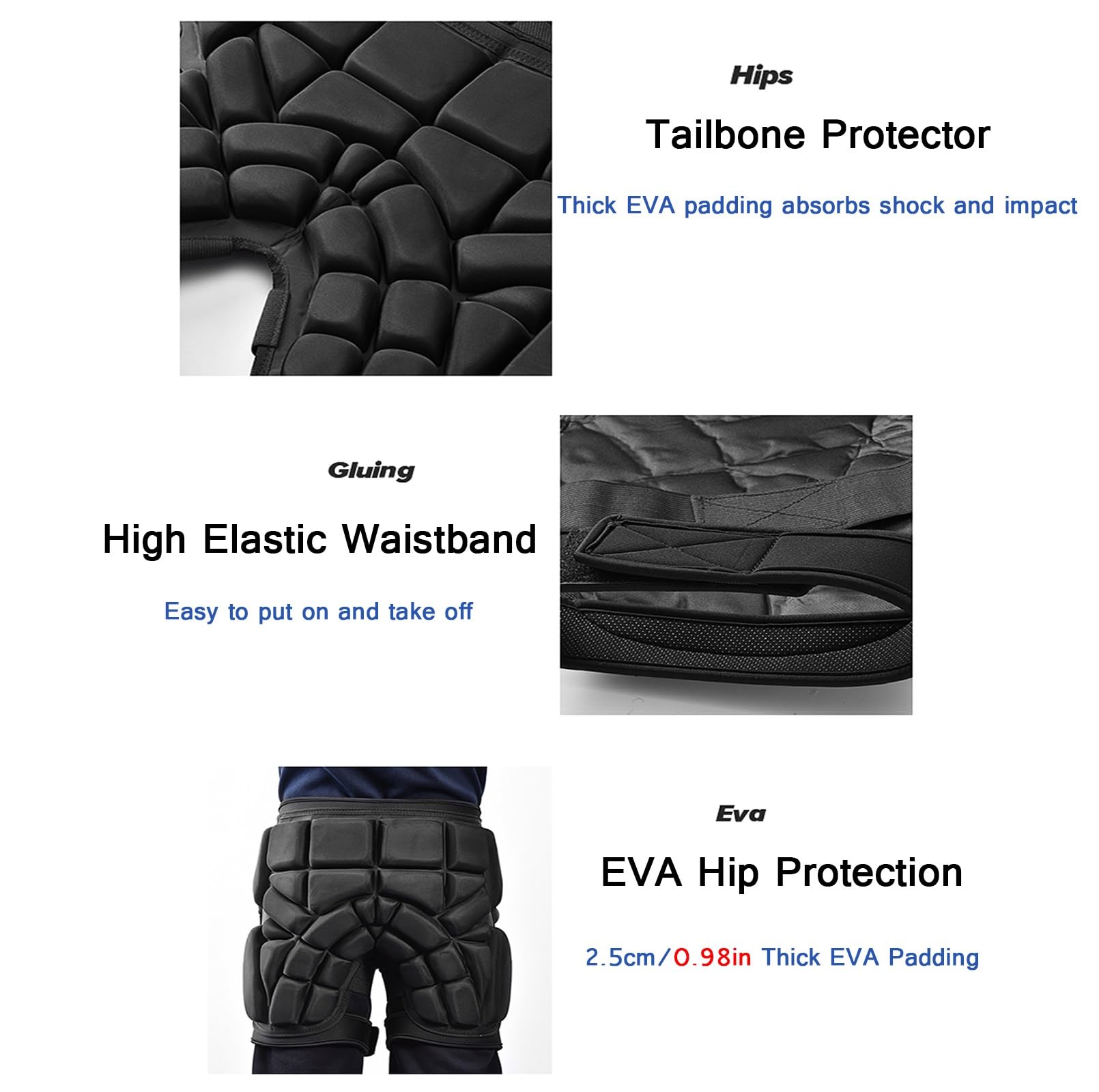 Protezione Spessa 3D Anca EVA Pantaloncini Imbottiti Scorrevole Pantaloni Protezione Gear Guard per Sci Snowboard Skateboard