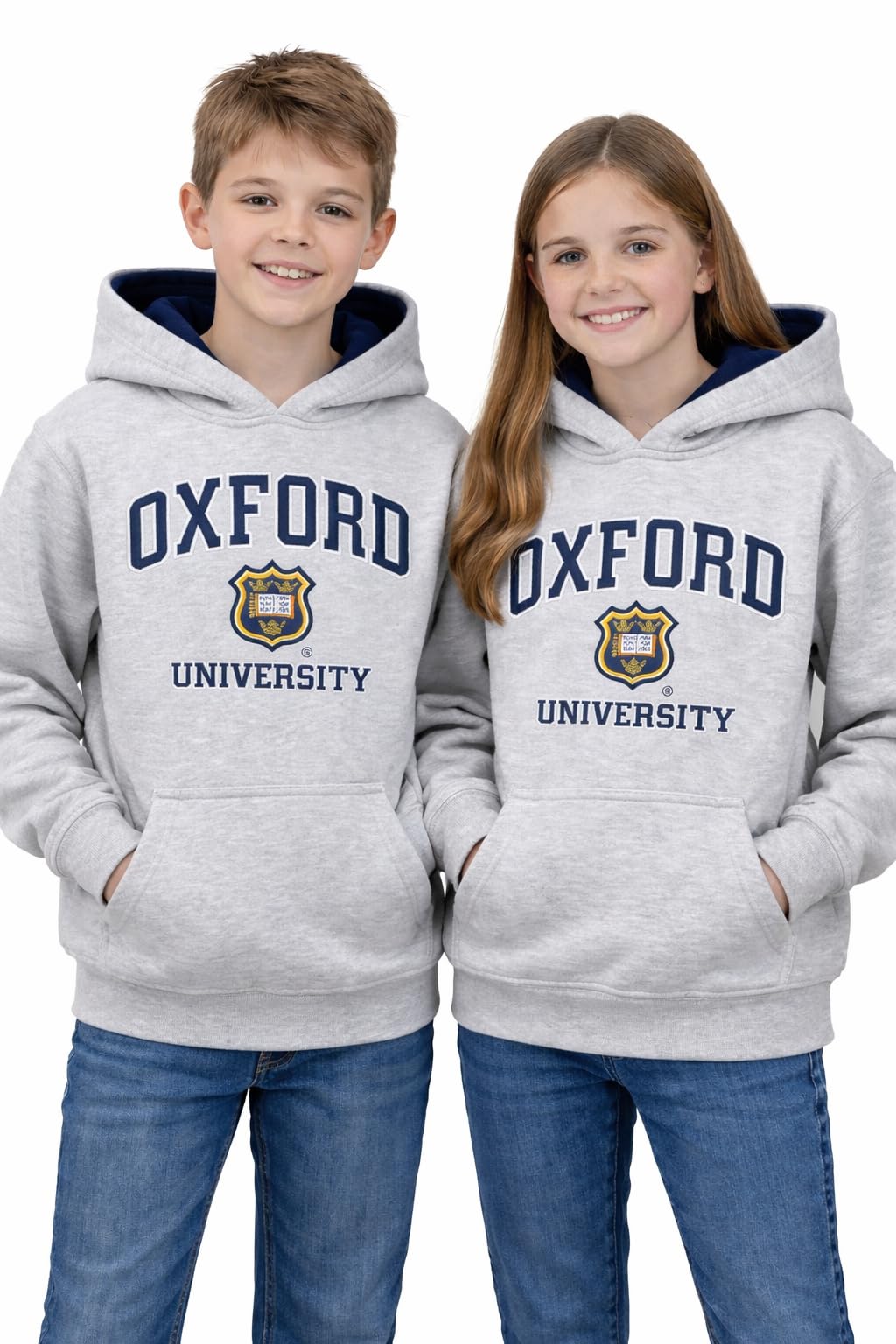 Sponsored Ad – Kids Licensed Unisex Hooded Sweatshirt Grey - Medium - UK Size - Long Sleeve - Zipper Closure - Solid Grey - University Theme - Girls-Kids