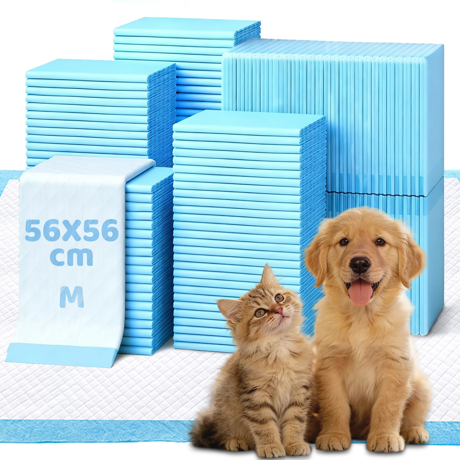 Large Puppy Training Pads 56 x 56 cm, Super Absorbent 6-Layer Leak-Proof Mideam Puppy Pads 100 Pack, Quick-Dry Odour-Control Thick Dog Pee Pads for Indoor Use