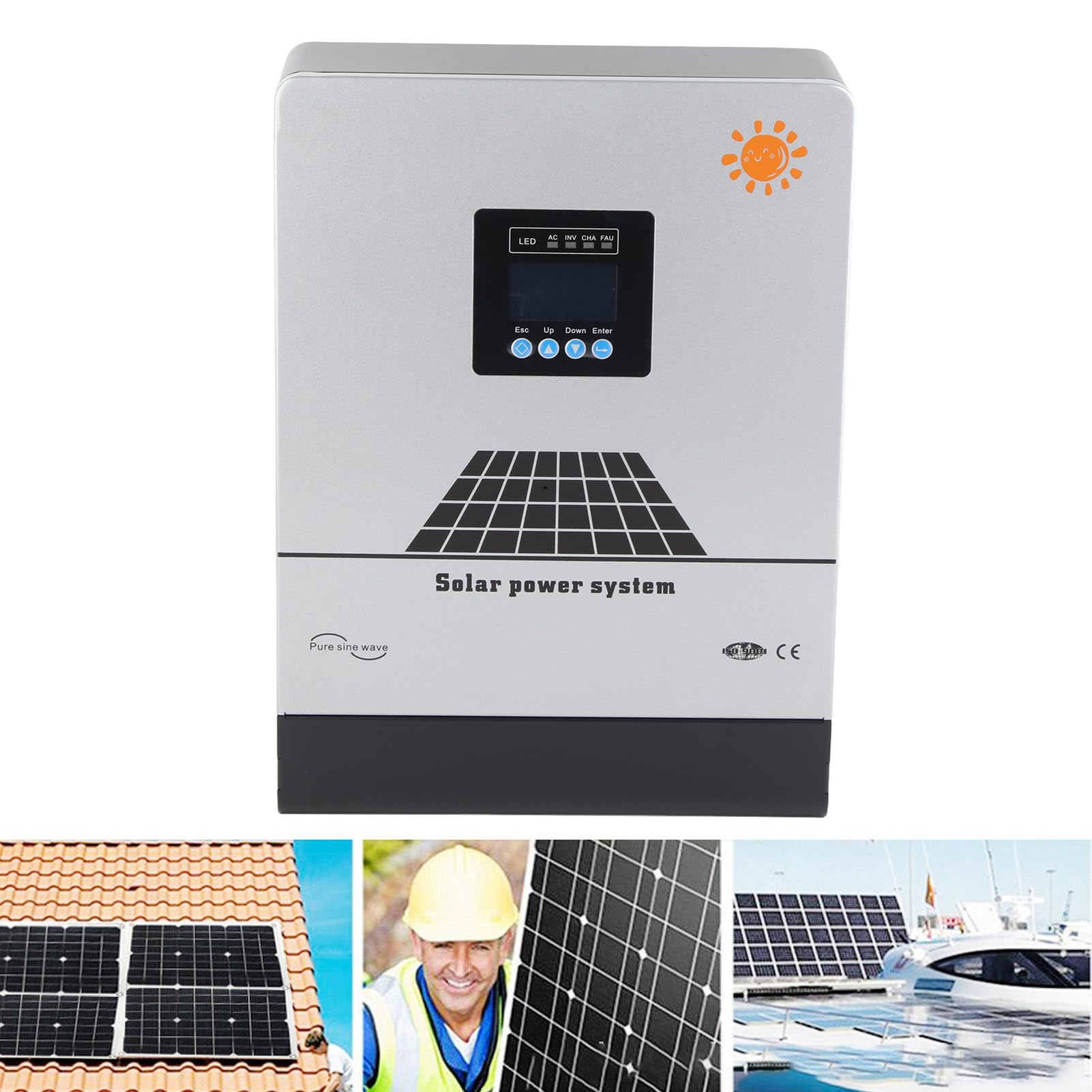 Onduleur Solaire, Onduleur 5KW DC48V MPPT80A à AC220V 50Hz avec écran LCD pour la Maison, L'école, Les Zones Industrielles et Les Activités de Plein Air