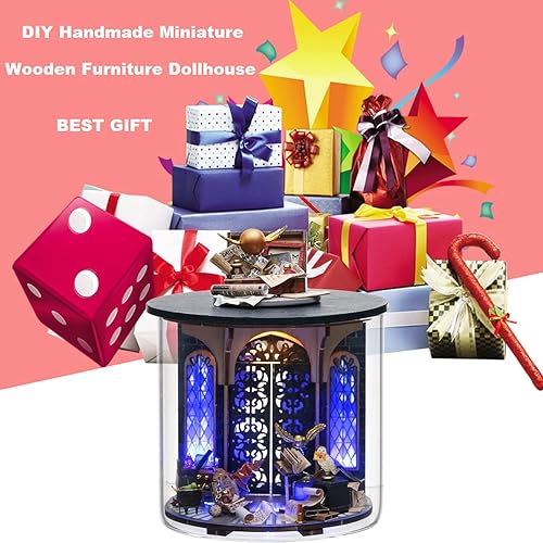 Miniatura 6 de Roroom Kit de casa de muñecas en miniatura y muebles mini casa de muñecas 3D de madera con cubierta a prueba de polvo y LED idea creativa de