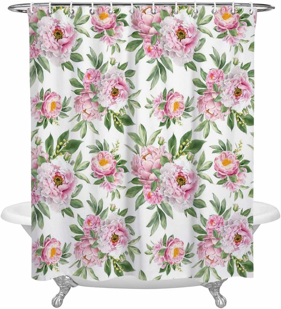 Vintage Pattern Hibiscus Texture Flower Shower Curtain for Polyester Fabric Bathroom Curtain Home Bathroom Decoration (Color : D, Size : 91X183CM) (D 183X214CM)