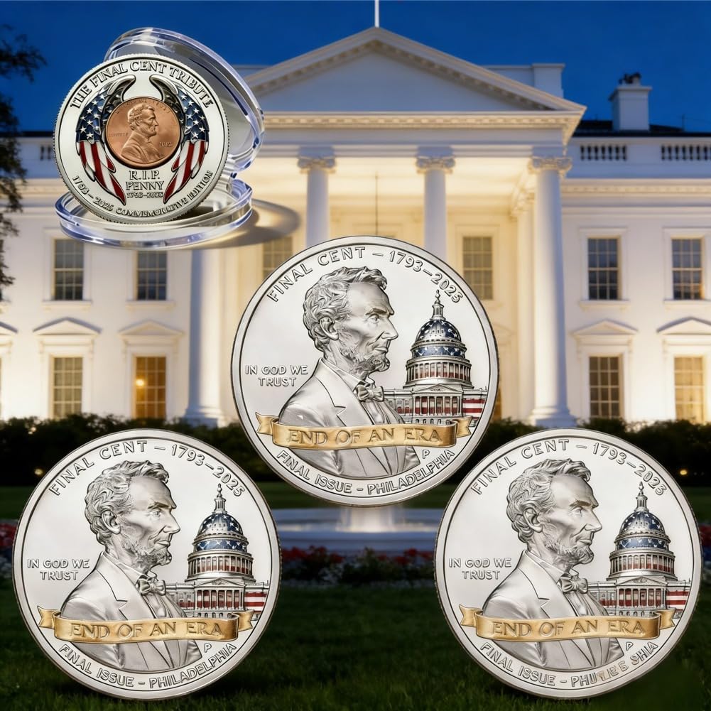 Final Cent Tribute Coin, End of an Era Penny, The Last Cent Commemorative Coin, Rip Penny, The Final Cents 1793–2026 · End of an Era (7pcs)
