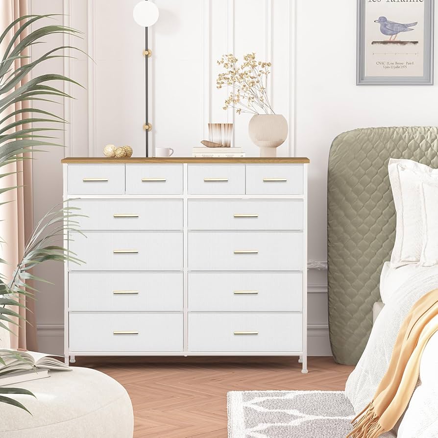 【送料無料】Veal 12 Drawer Chest - BEIGE Amazon.com: VASICAR White Dresser for Bedroom with 12 Deep