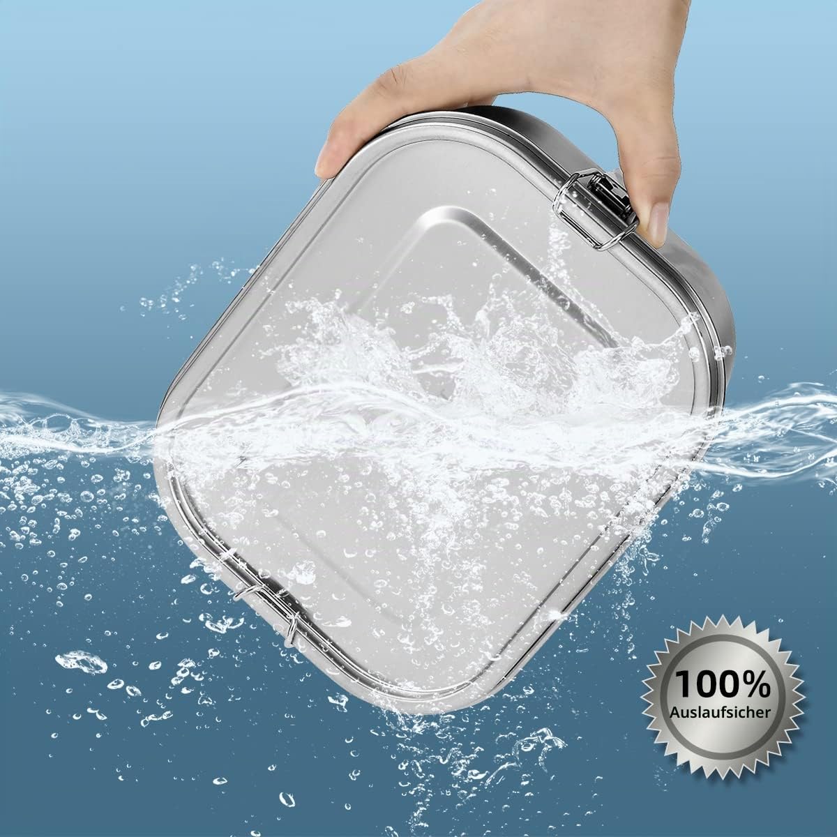 UPTRUST Bento-Lunchbox aus Edelstahl, 5 Fächer, groß, 1400 ml, Metall, Bento-Lunchbox, Behälter für Kinder oder Erwachsene, mit verschließbaren Clips, auslaufsicher