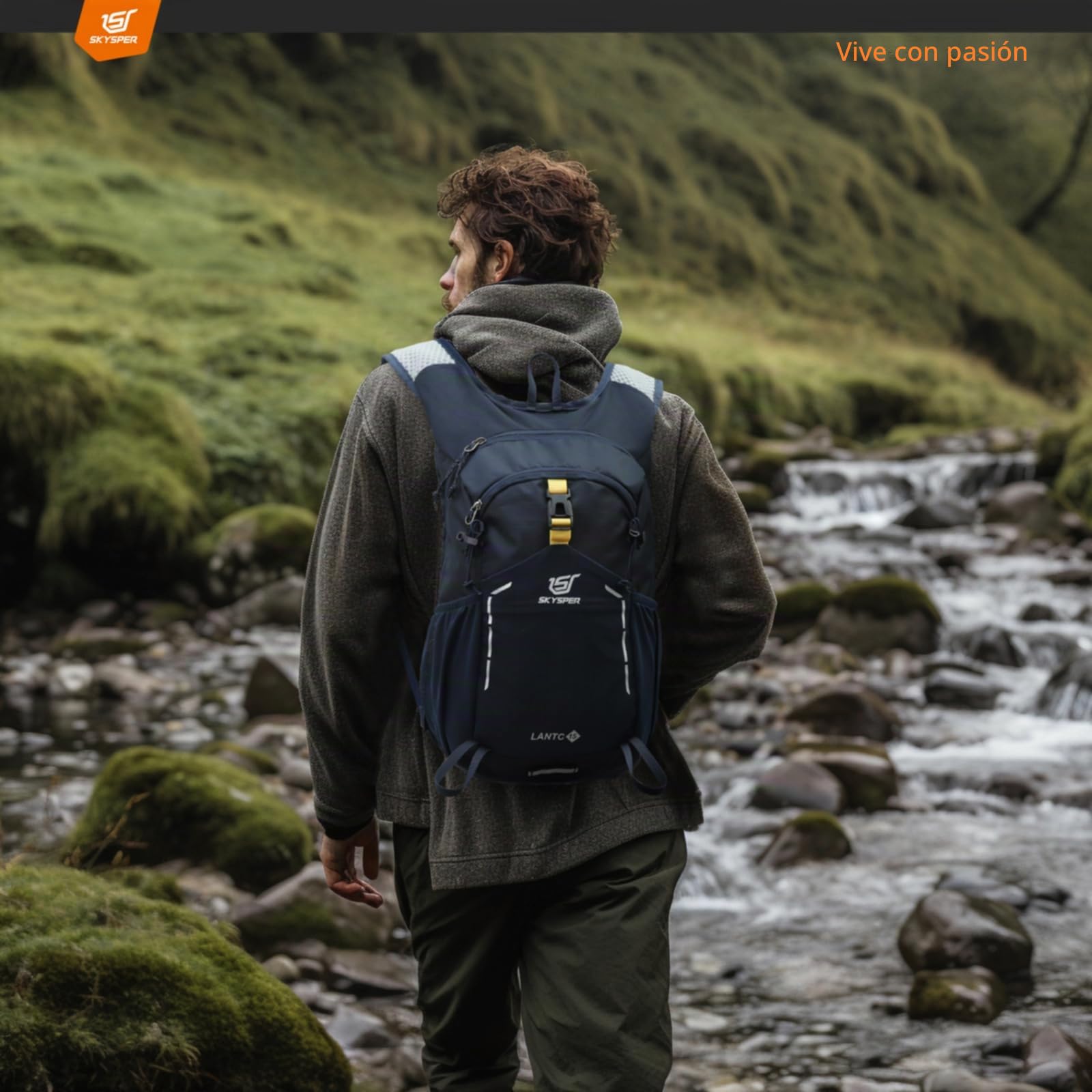 SKYSPER Mochila de Senderismo 15L Ligero Transpirable Mochila para Excursiones Mochila de Viaje para Deportes al Aire Libre Trekking Ciclismo