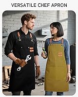 Vista 7 de Syntus Delantal ajustable con 2 bolsillos, delantales de cocina para mujeres, hombres, chef