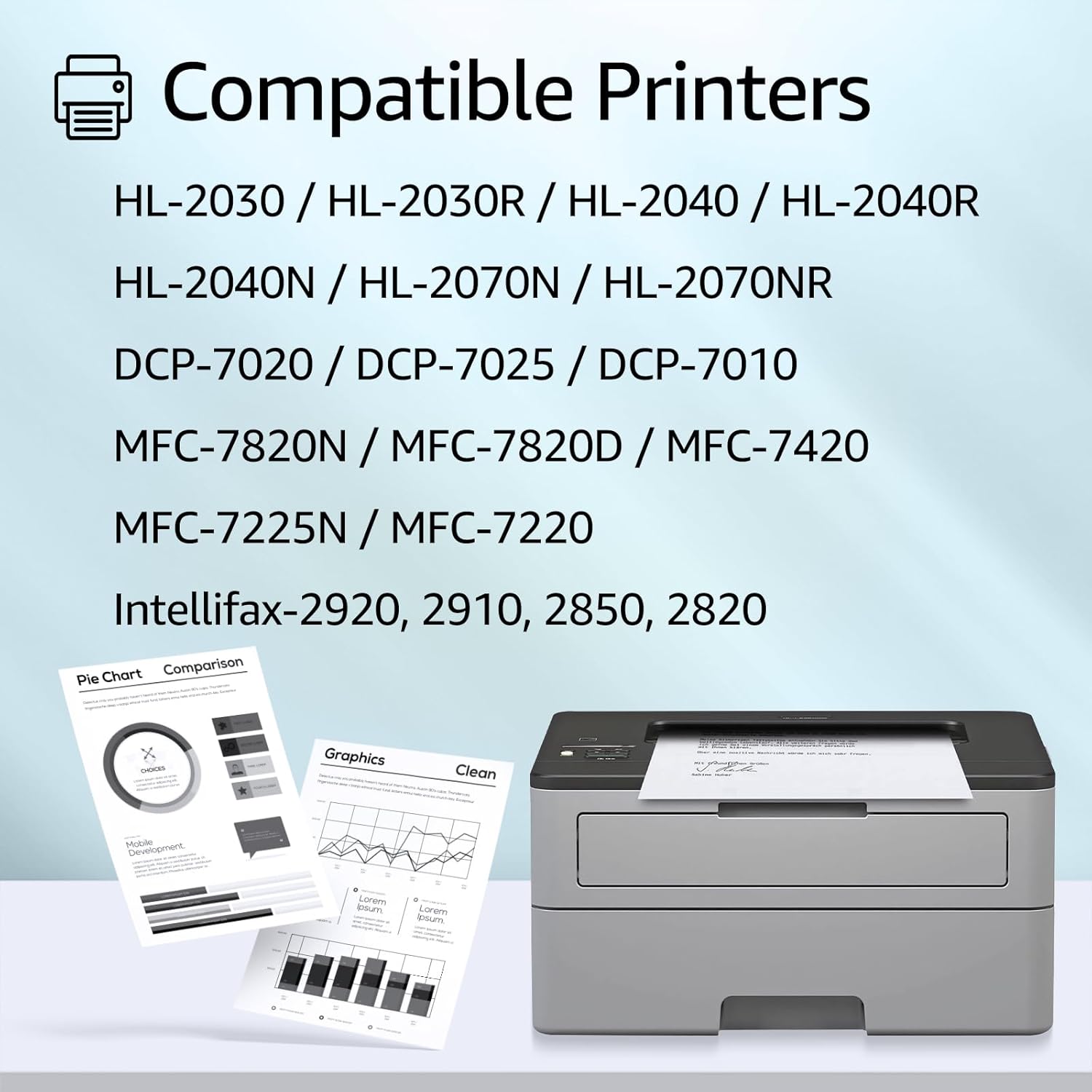 greencycle 1 Pack TN350 TN-350 Black Toner Cartridge Replacement Compatible for Brother HL-2070N HL-2040 MFC-7420 MFC-7820n intellifax-2820 Intellifax-2920 DCP-7020 MFC-7220 Laser Printers