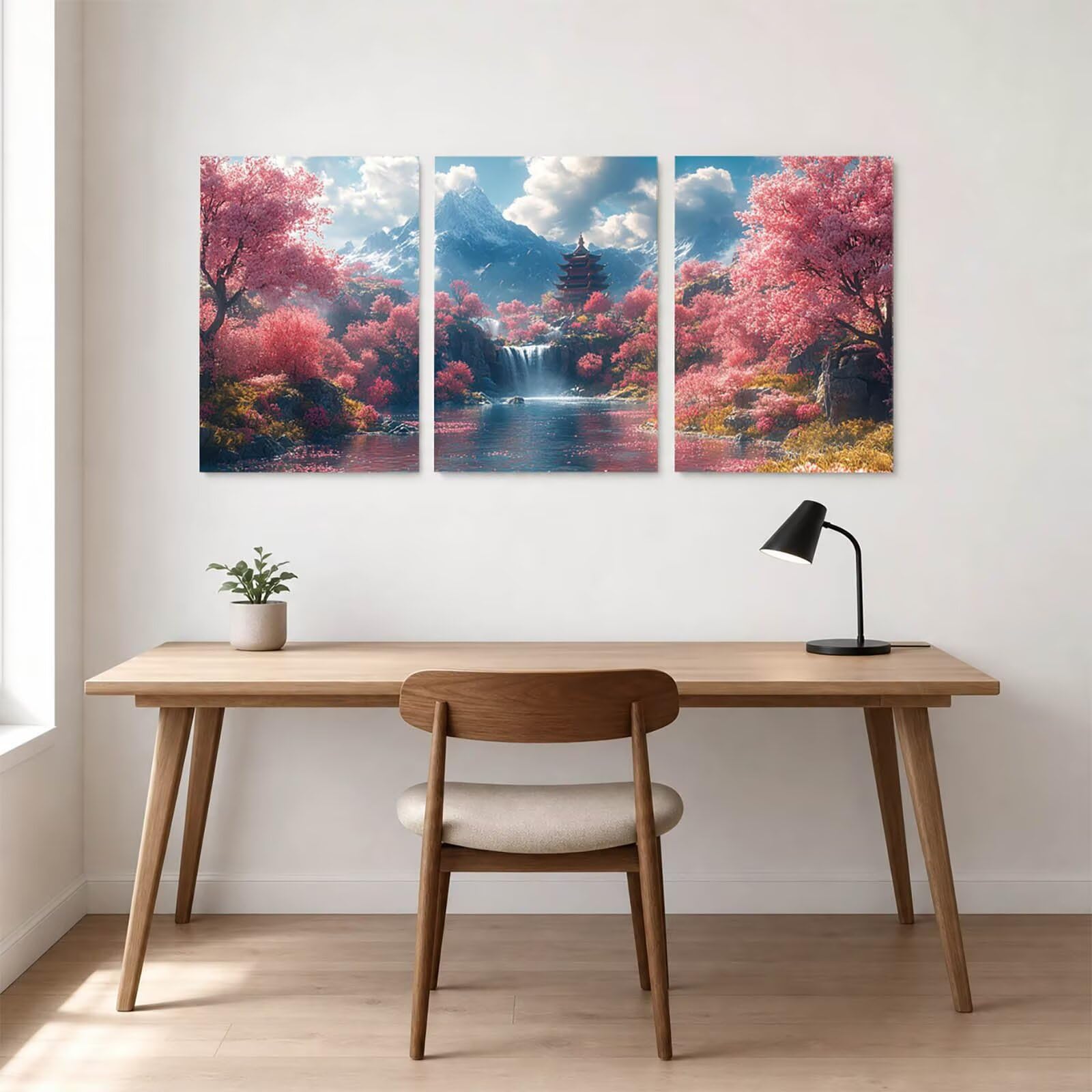 3 szt. Pełny zestaw do malowania diamentowego wodospadu, obraz diamentowy zachód słońca dla dorosłych 40 x 60 cm x 3 malowanie po numerach diamentowe malowanie do zdjęć dekoracja salonu nowoczesny