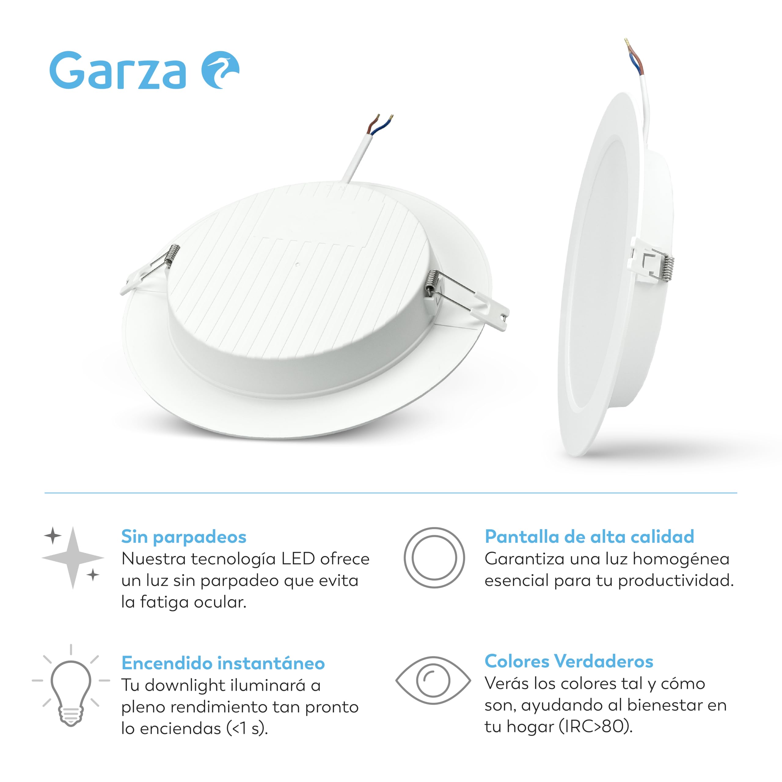 Garza - Pack 3+1 Downlight LED Techo empotrable 18W, 6500k (Luz Fría), Ø220x29mm, 120º, Lampara de techo plana color blanco para baño, salón, cocina...