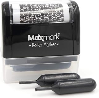 MaxMark Identity Theft Protection Stamp - Roller Stamp with Two Replacement Ink Tubes