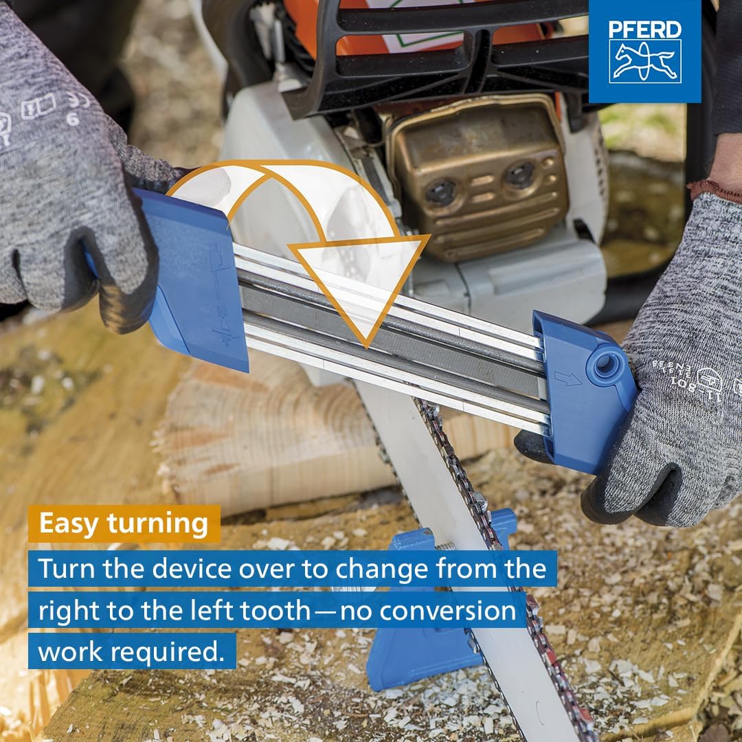 Pferd CS-X Chainsaw Chain Sharpener, 5/32” File for 3/8” Low Profile Chains, 2-in-1 Chainsaw Sharpener and Depth Gauge Tool, Easy Handheld Chain Sharpening (Pack of 1) - Part 17300