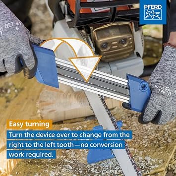 PFERD TOOLS CS-X Chainsaw Chain Sharpener, 5/32 File for 3/8 Low Profile | 2-in-1 Sharpener and Depth Gauge Tool, Easy Handheld Chain Sharpening, Pack of 1, Part 17300