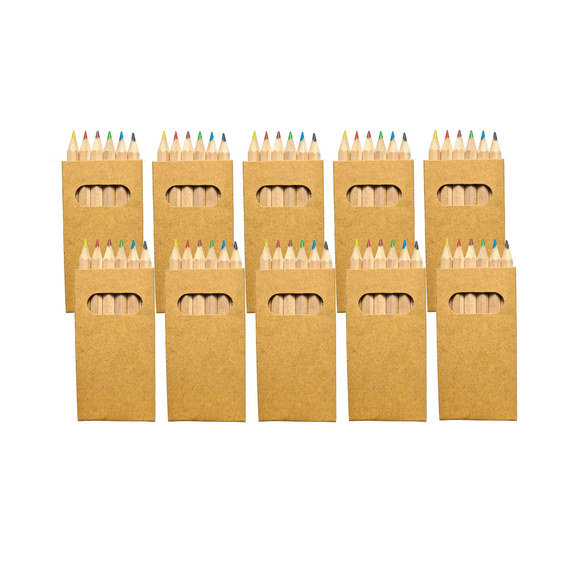 JEKA 25 Mini Crayons De Cire 6 Couleurs – Non Toxique 8,7 Cm – Activité Enfant Mariage Anniversaire Restaurant – Boîte Kraft
