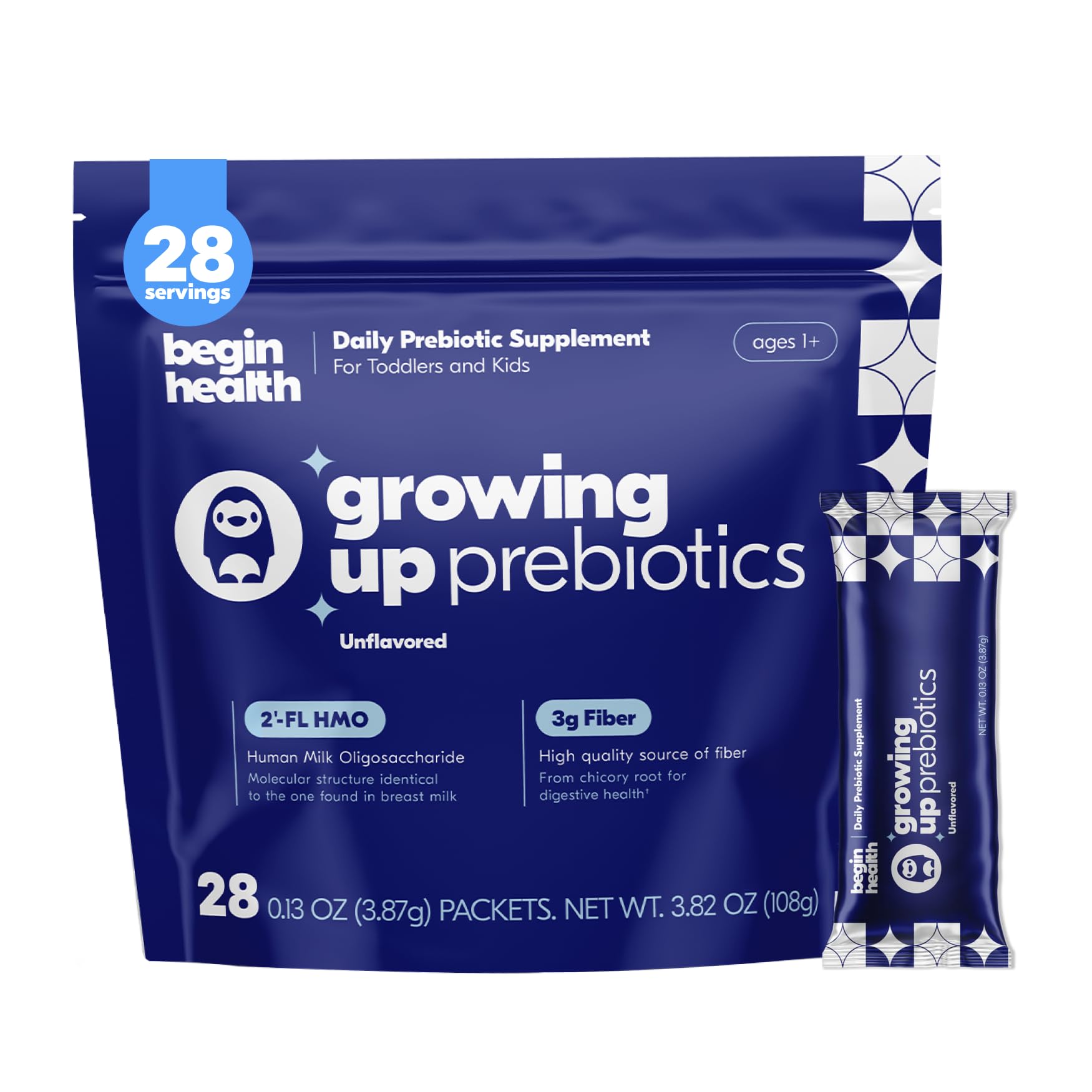 Sponsored Ad - Begin Health Growing Up Prebiotics for Kids 28-Packs | Prebiotic Soluble Powder Stool Softeners and Digestive Gut Health Supplement | Ideal to Mix with Kids Daily Beverages and Soft Foods - Unflavored