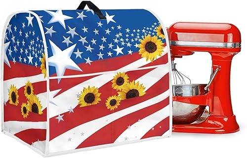 Miniatura 6 de Cubierta mezcladora de girasol con bandera ameiricana, tamaño L, a prueba de polvo, impermeable, lavable a máquina, accesorios de cocina para mujer