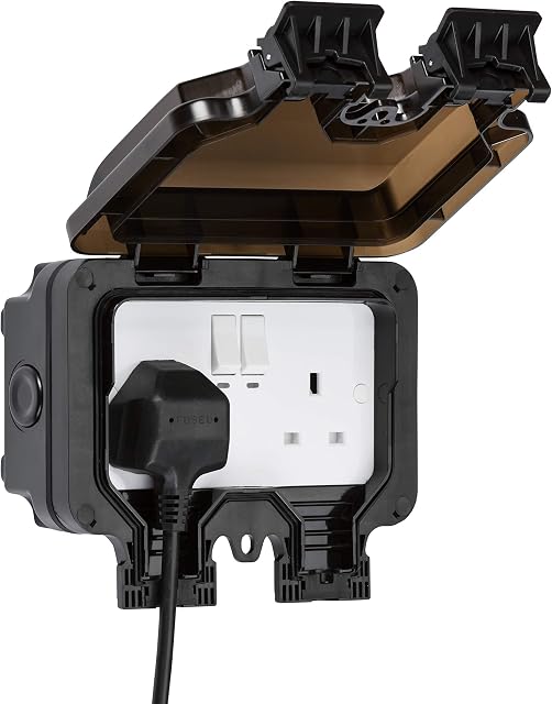 Smart WiFi Waterproof Outdoor Double Socket - Certified Works with Alexa + Certified Works with Google Assistant
