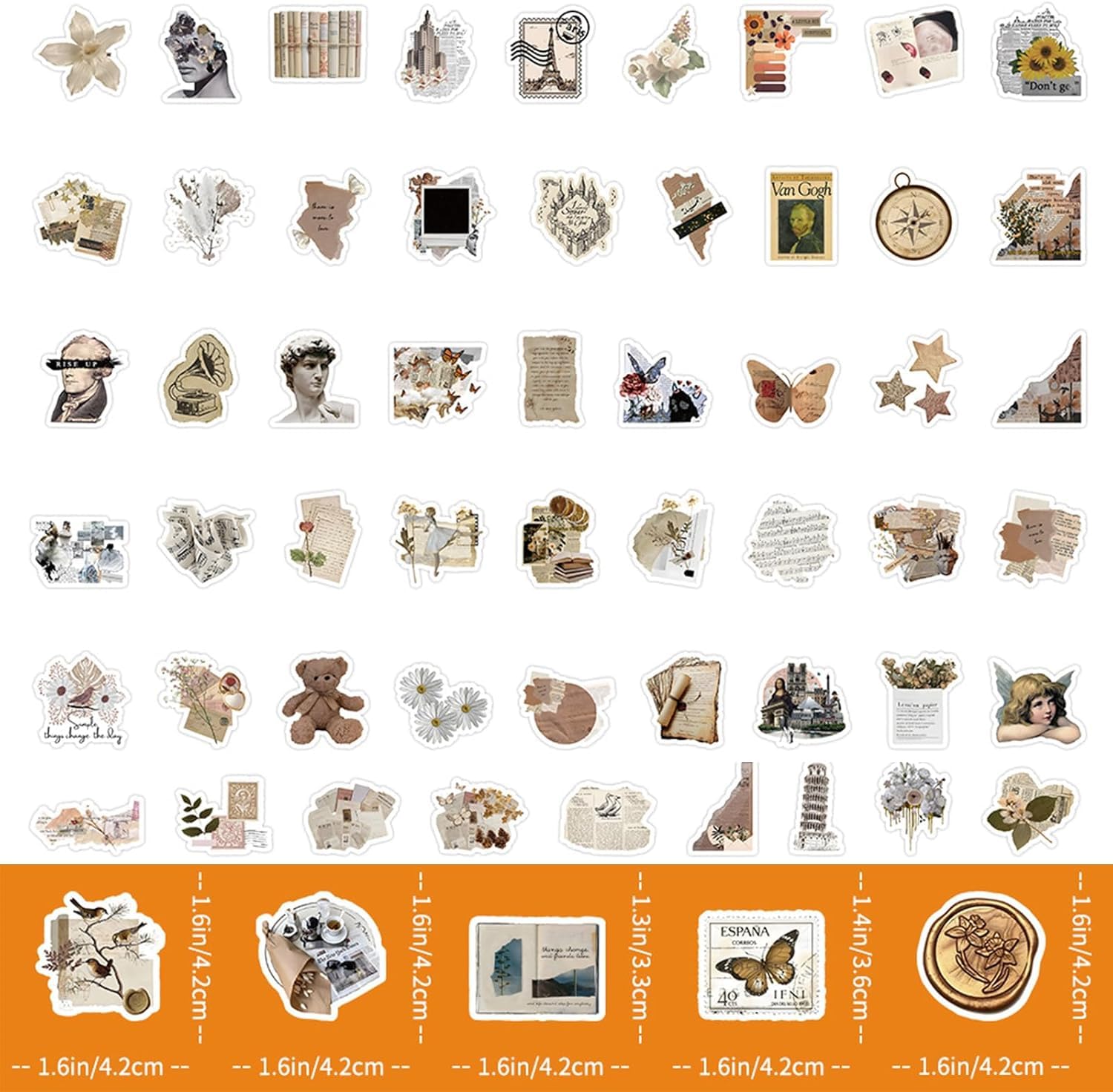 200 szt. naklejek w stylu vintage, niepowtarzające się estetyczne naklejki do scrapbookingu, wodoodporne naklejki do planowania winorośli, pamiętnika, naklejki do majsterkowania, laptopa