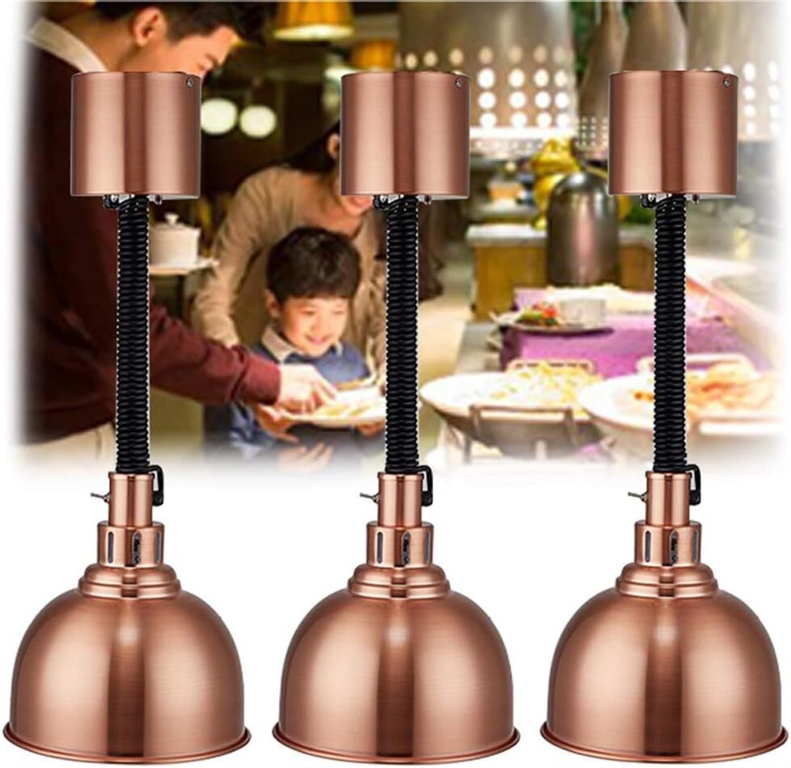 Lampada riscaldante for alimenti commerciale, lampada riscaldante for alimenti for stoviglie da cucina di hotel, lampada riscaldante for alimenti for ristorazione commerciale a buffet con testa singol