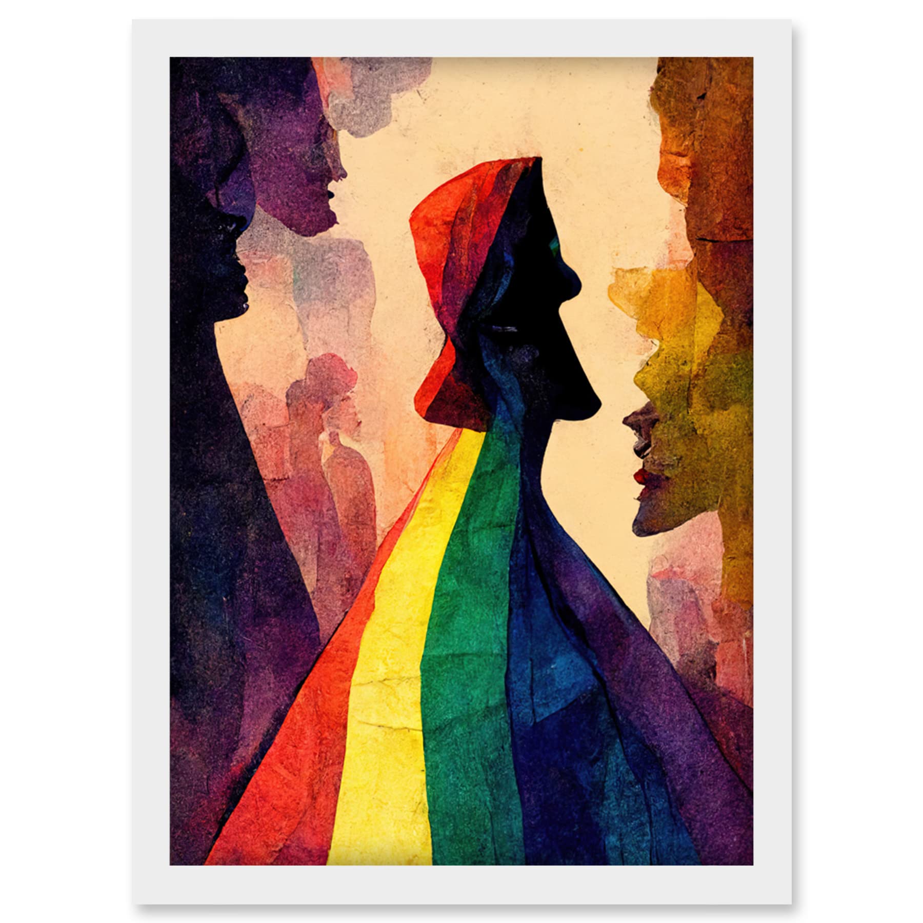 Doppelganger33 LTD The Others Abstract LGBTQ Rainbow Figures Artwork Framed Wall Art Print A4