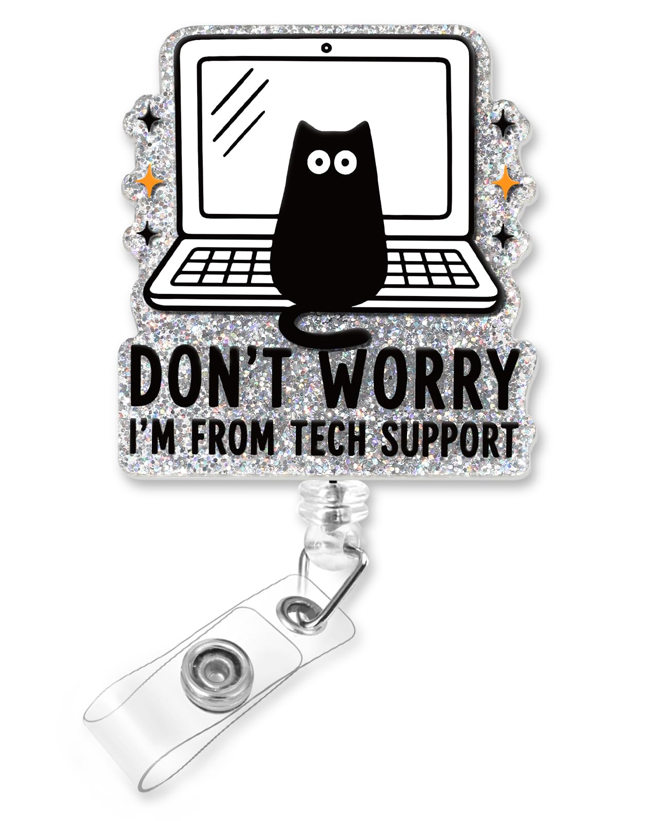 Plifal Funny Black Cat Tech Support Nurse Badge Reel