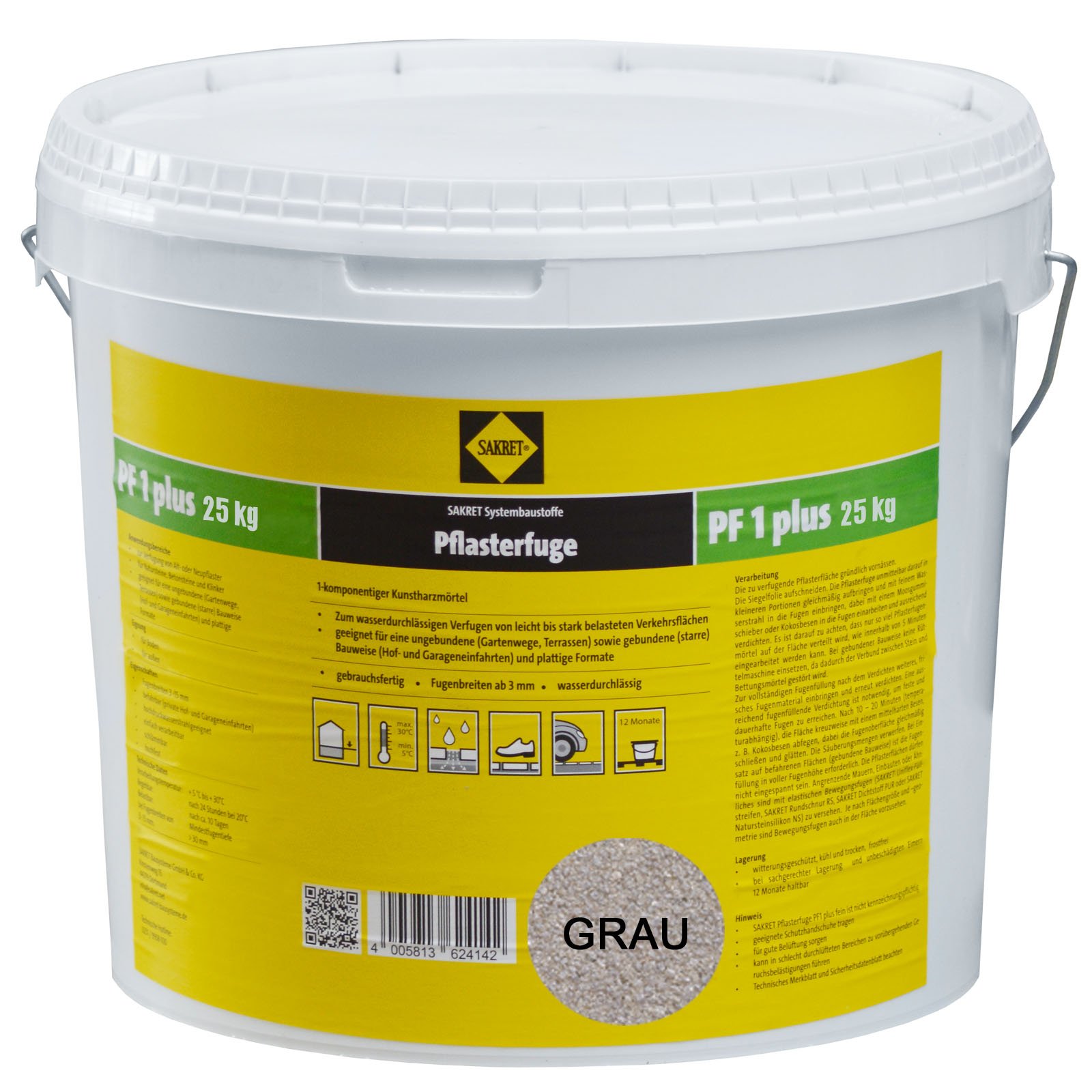 SAKRET Pflasterfugenmörtel PF1 Plus 25kg (1, Grau)