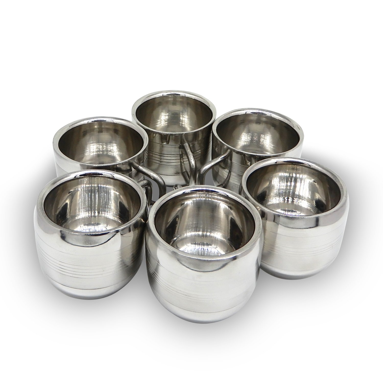 Bignay Pack of 6 Stainless Steel Tea Cups, Reusable & Stackable Dishwasher Safe
