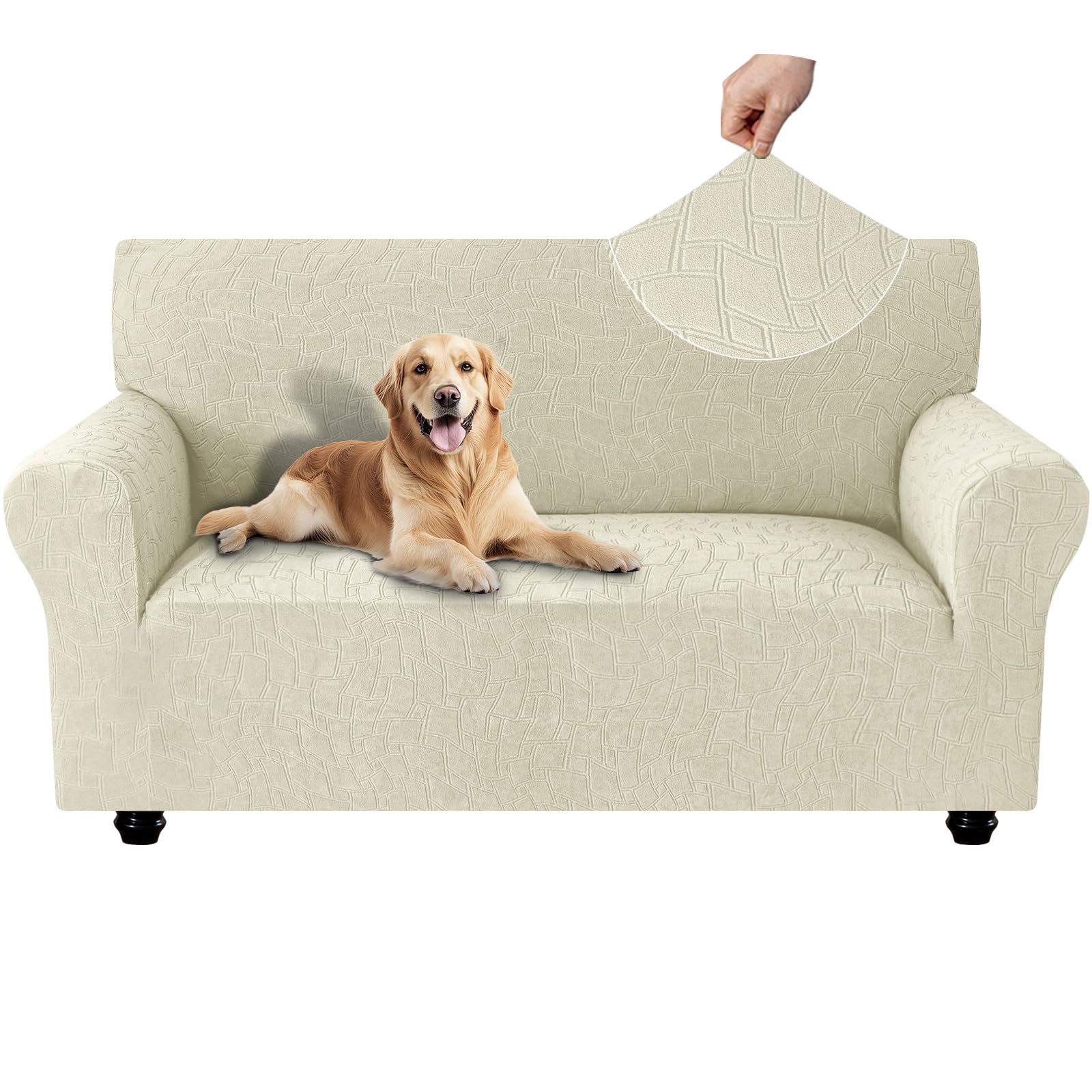 Ystyle Funda Sofa 2 Plazas, Couch Cover Elasticas, Funda para Sofa Antiarañazos Gatos, Forros para Sofas Antideslizante, Protector Sofa Antimanchas Lavable Anti Perros, Beige Global Recycled Standard Global Recycled Standard Global Recycled Standard