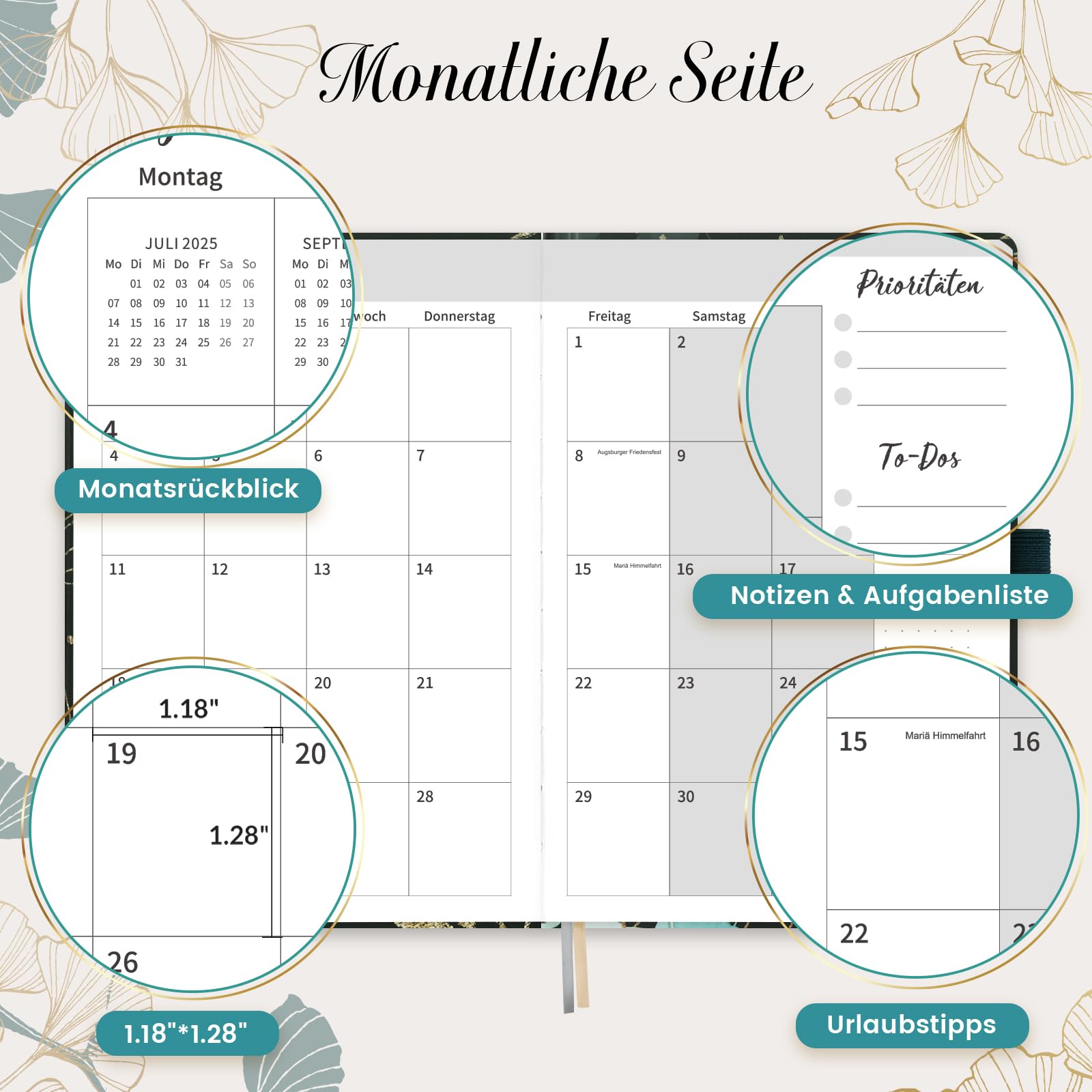 Terminplaner 2025-2026 A5 - Wochenkalender Mit Einstecktasche & Gummiband