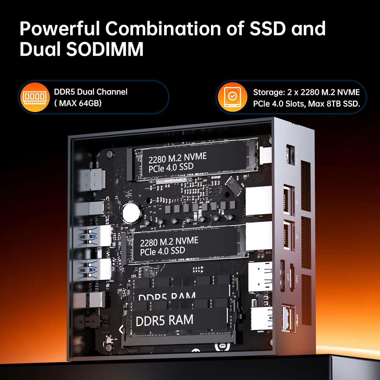 Thdeukoty Mini PC AMD Ryzen AI 9 HX 370, 64G DDR5 2TB SSD, Desktop Gaming Computers with Dual 2.5G LAN, Oculink, Win 11 Pro, WiFi 7, BT 5.4, Support Triple Display, VESA, Gray