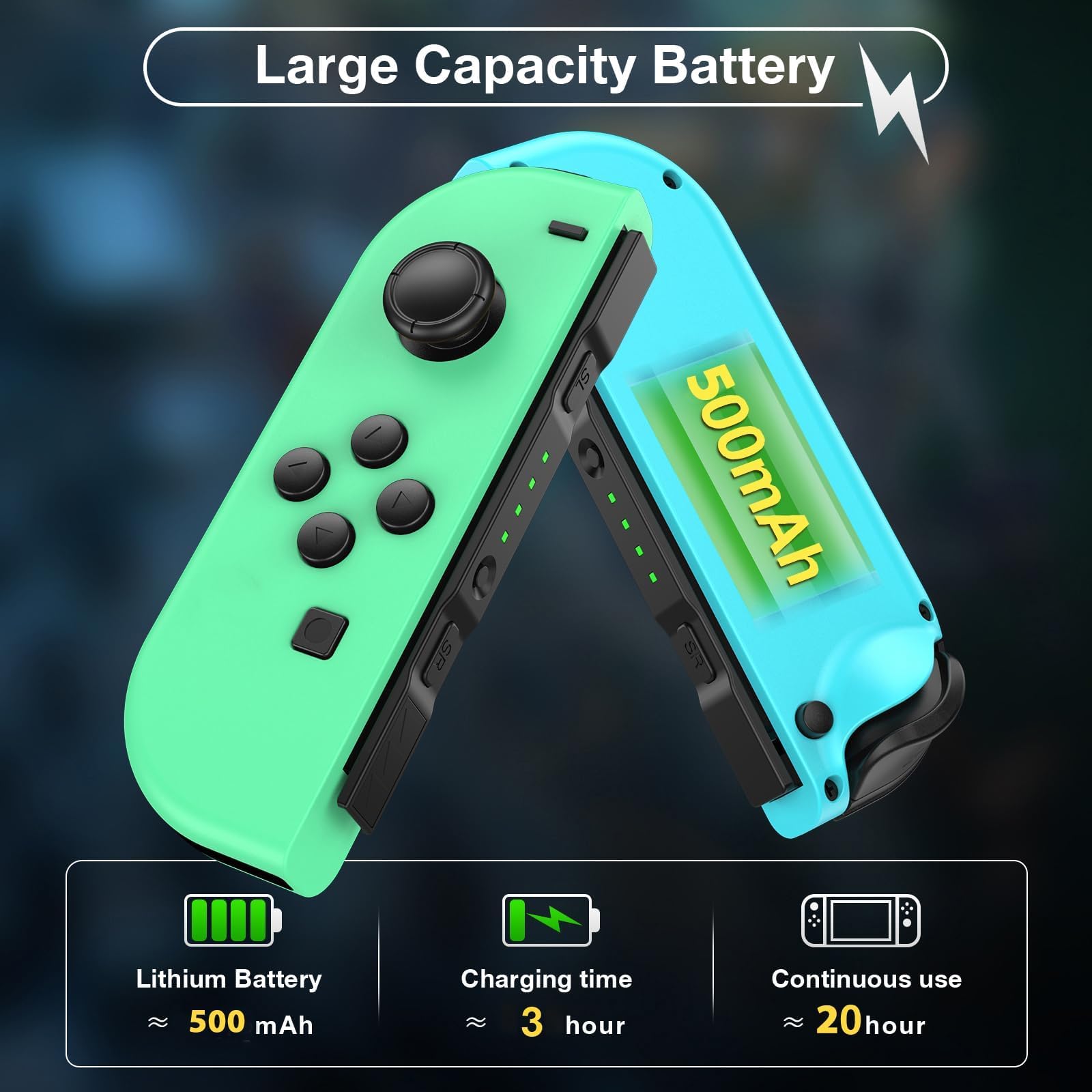 XAVOMEDINAL Switch Controller for Nintendo Switch Controller, Switch Controller Replacement Accessories with Double Vibration/Wake-Up/Motion Control/Screenshot — view 3