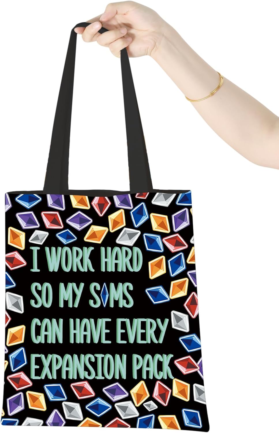 WCGXKO Video Game Gift Game Merchandise Funny Gaming Makeup Bag For Gamer (I WORK HARD Tote) - Image 7