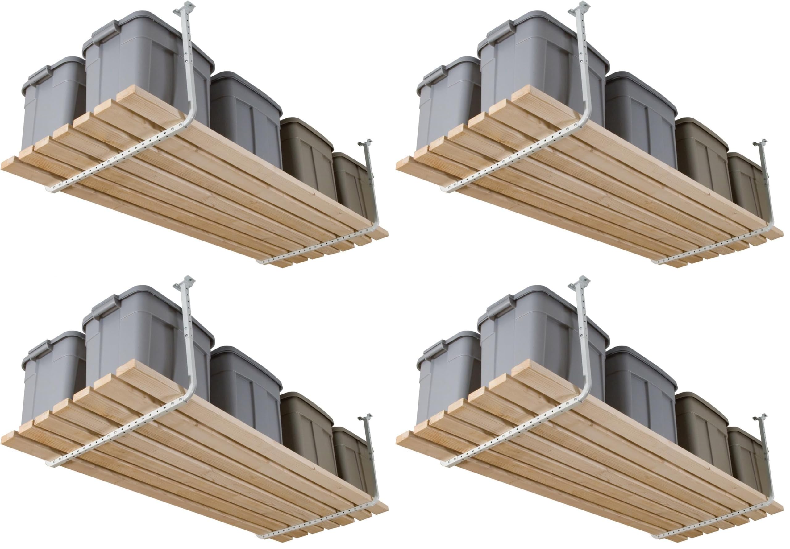 HyLoft 33 in. x 34 in. Adjustable Garage Ceiling Mount Storage Rack Kit, Garage Overhead Storage Bracket, 80842-10, White, (Pack of 4)