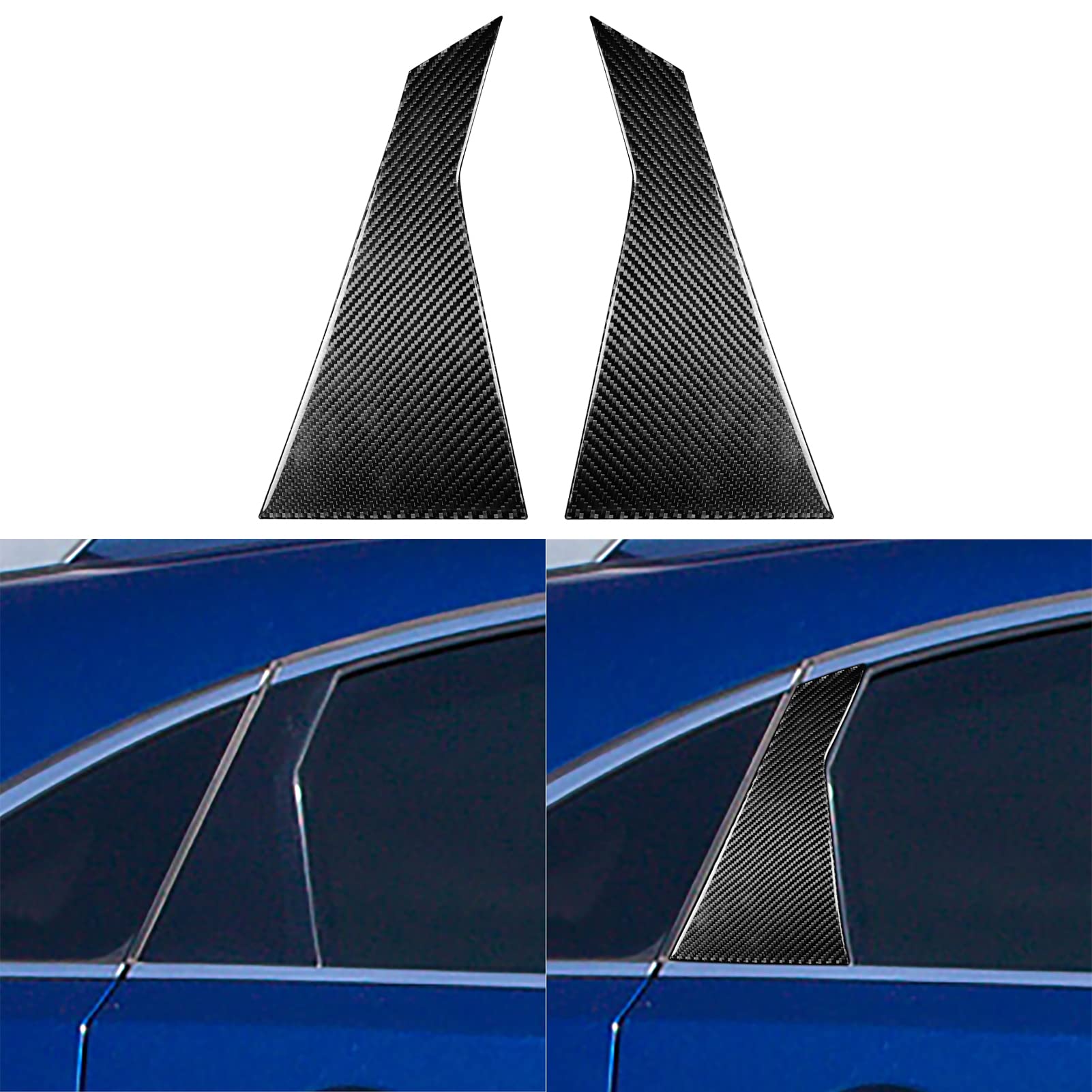 NVCNX Real Premium Carbon Fiber Car Rear Window Triangle A Pillar Post Cover Trim Auto Exterior Accessories Compatible with Infiniti FX FX35 FX37 FX50